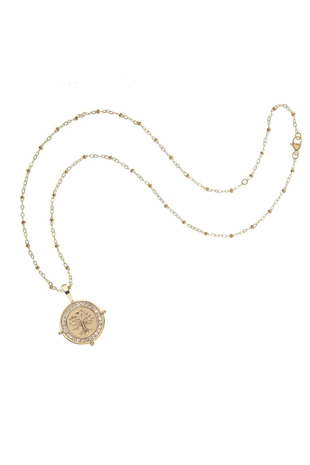 FAITH PETITE EMBELLISHED COIN NECKLACE- SATELLITE CHAIN