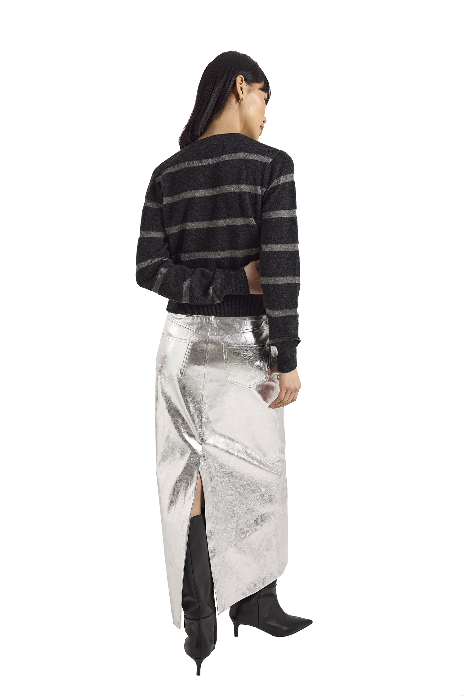 SIMONE LUREX STRIPE V NECK - Sweaters - Sassanova