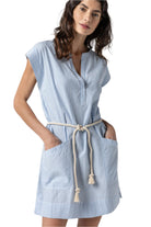STRIPED SPLIT NECK DRESS (PA2993)-sassanova