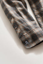 close-up of Melange Grid Plaid Wilson Shirt in grey-novaman