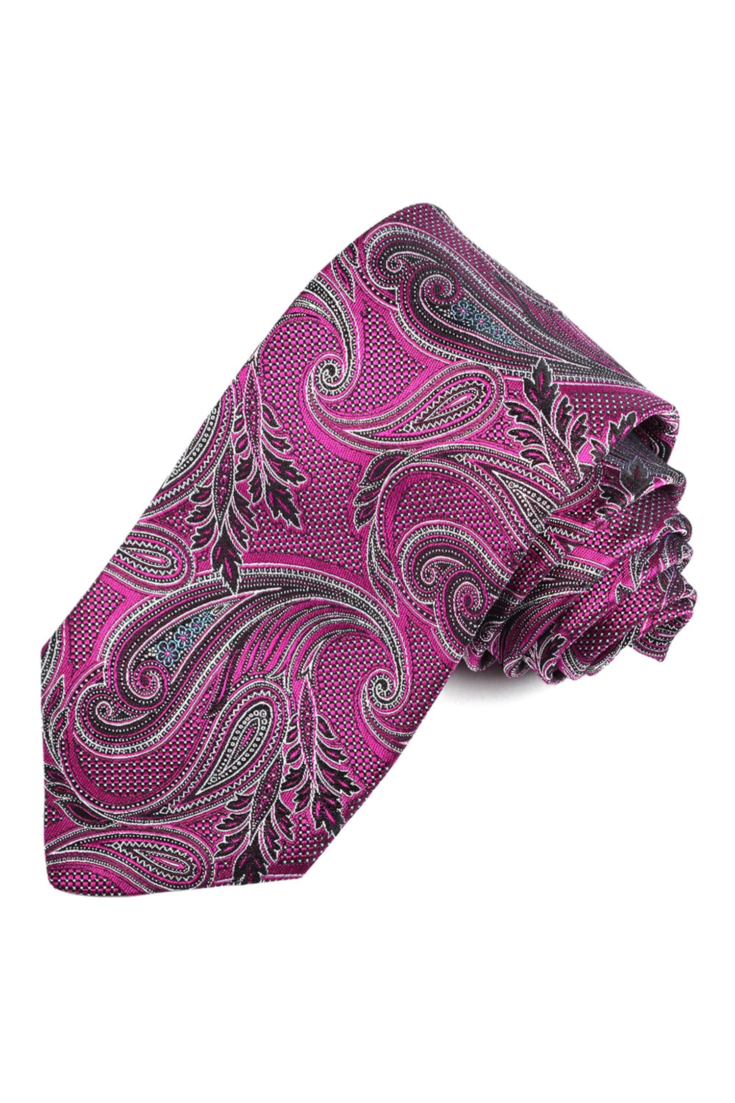 ITALIAN SILK WOVEN JACQUARD TIE BERRY OS Sassanova / Novaman