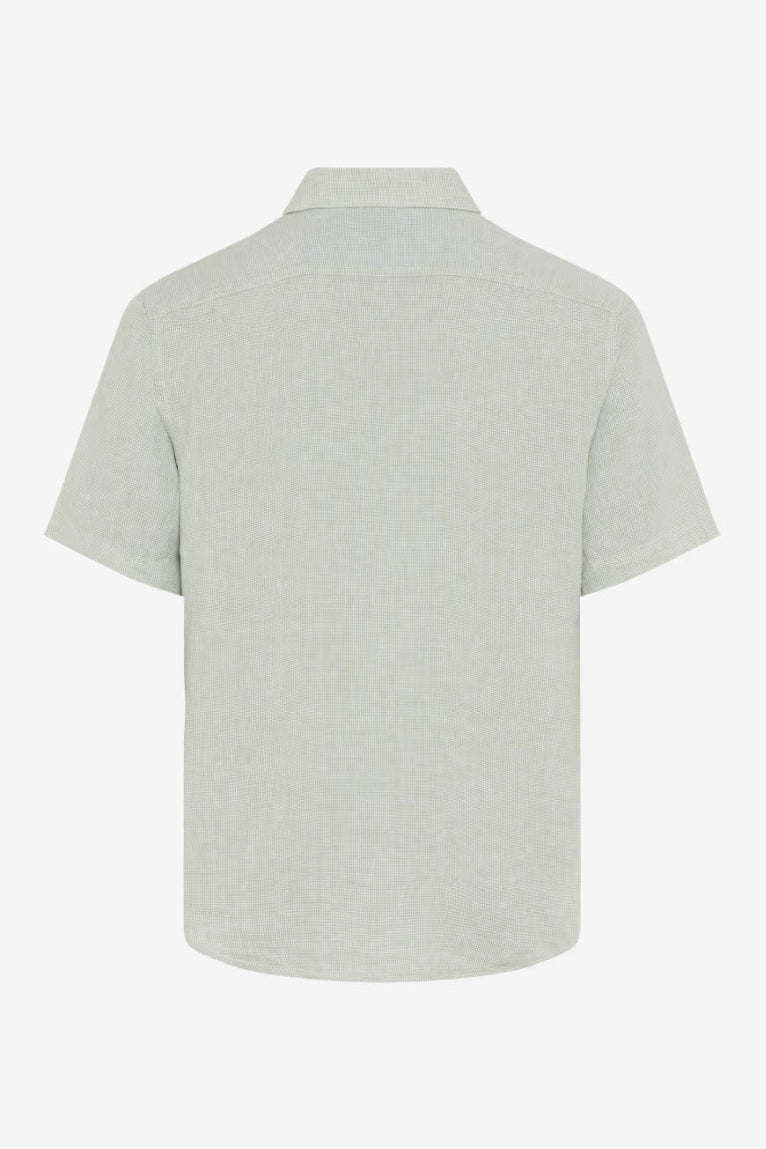 SHORT SLEEVE LINEN HOUNDSTOOTH SPORT SHIRT - Short Sleeved Shirts - Novaman
