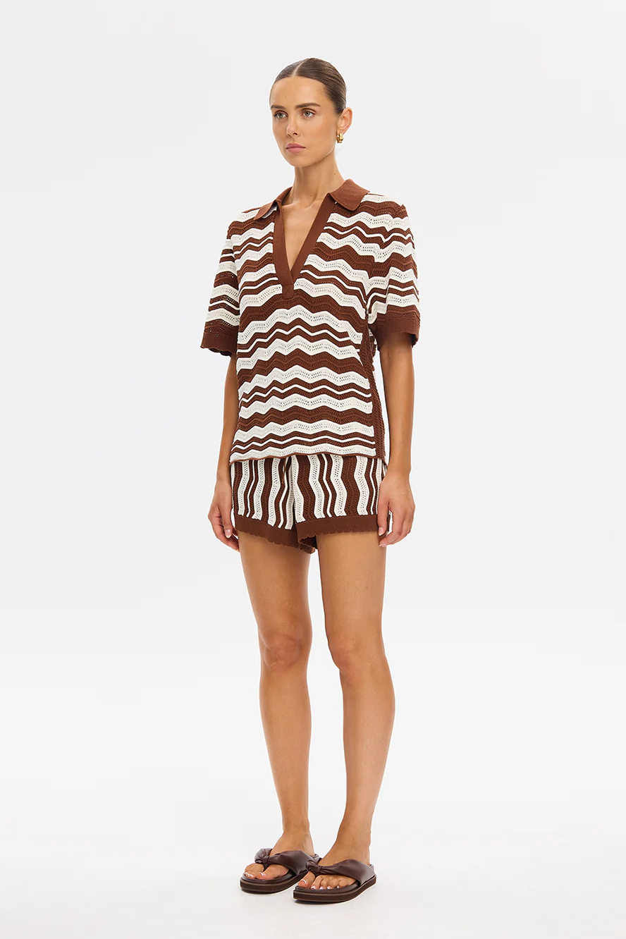 SARAH KNIT POLO TOP - Blouses - Sassanova