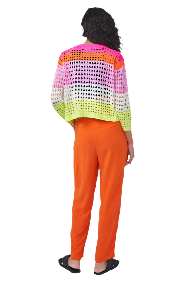 RAINBOW STRIPE POINTELLE CARDI
sassanova