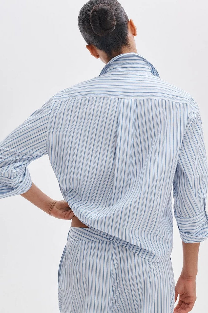 LUCIA STRIPE POPLIN SHIRT - Blouses - Sassanova