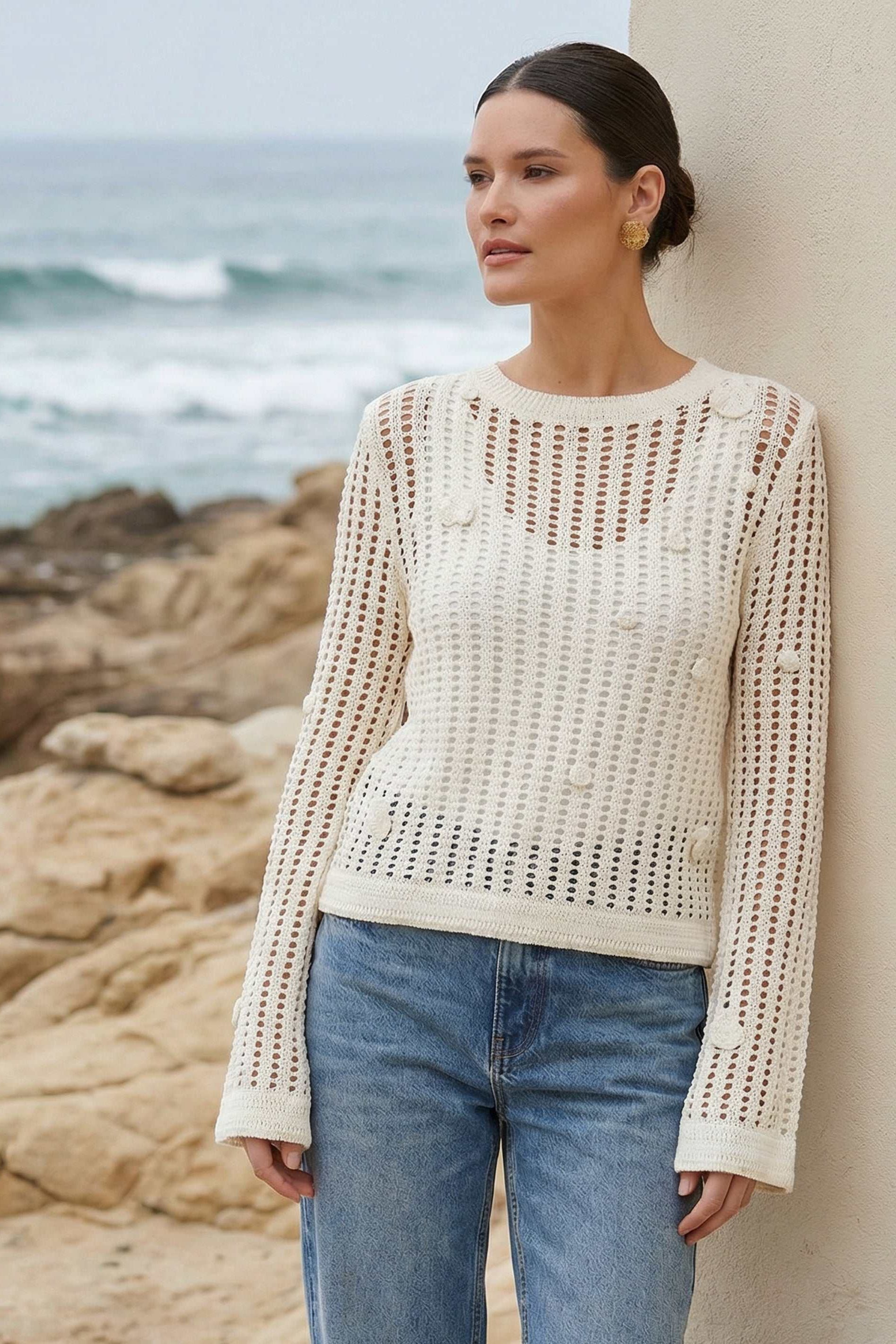 LIV CROCHET SWEATER - Sweaters - Sassanova