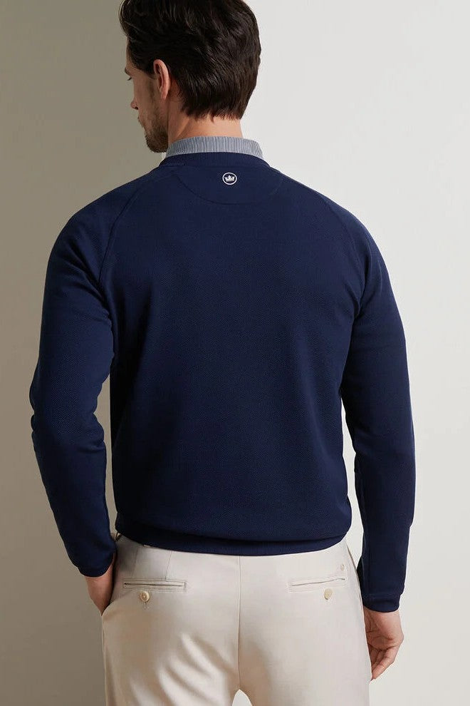 CRADLE PIQUE PERFORMANCE CREW with long sleeves in a solid dark navy color-novaman