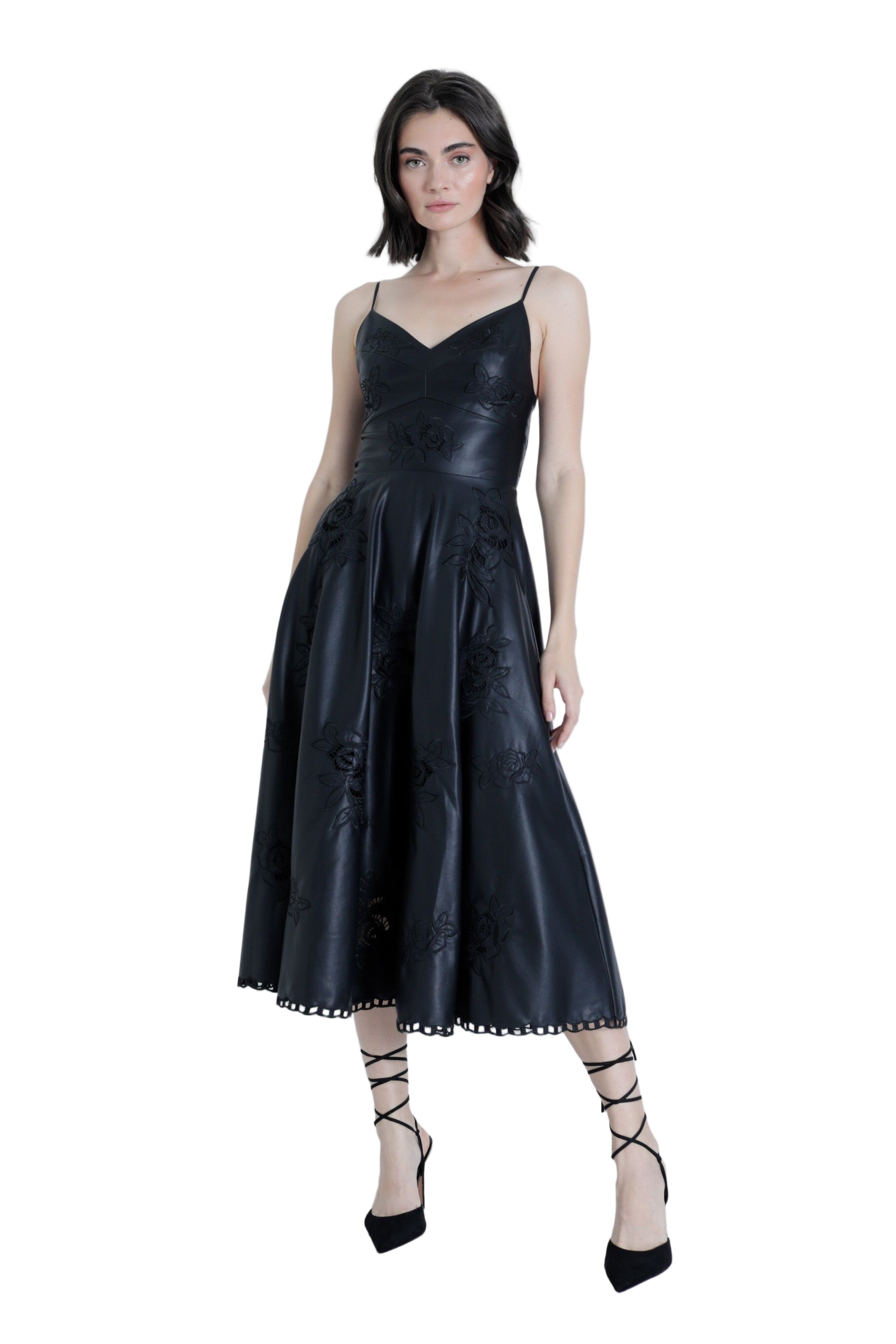 GLORIA VEGAN LEATHER MIDI DRESS - Dresses - Sassanova