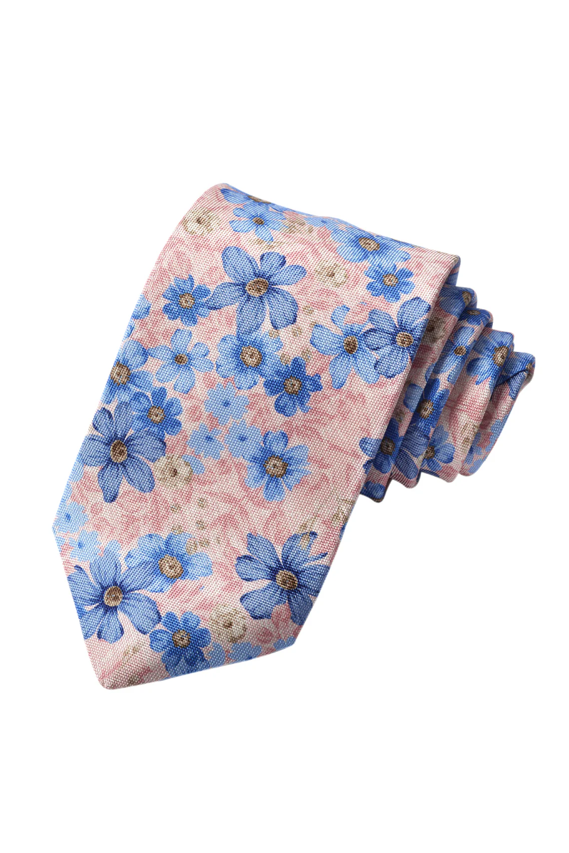 ITALIAN SILK FLORAL DAISY TIE PINK - Ties - Novaman