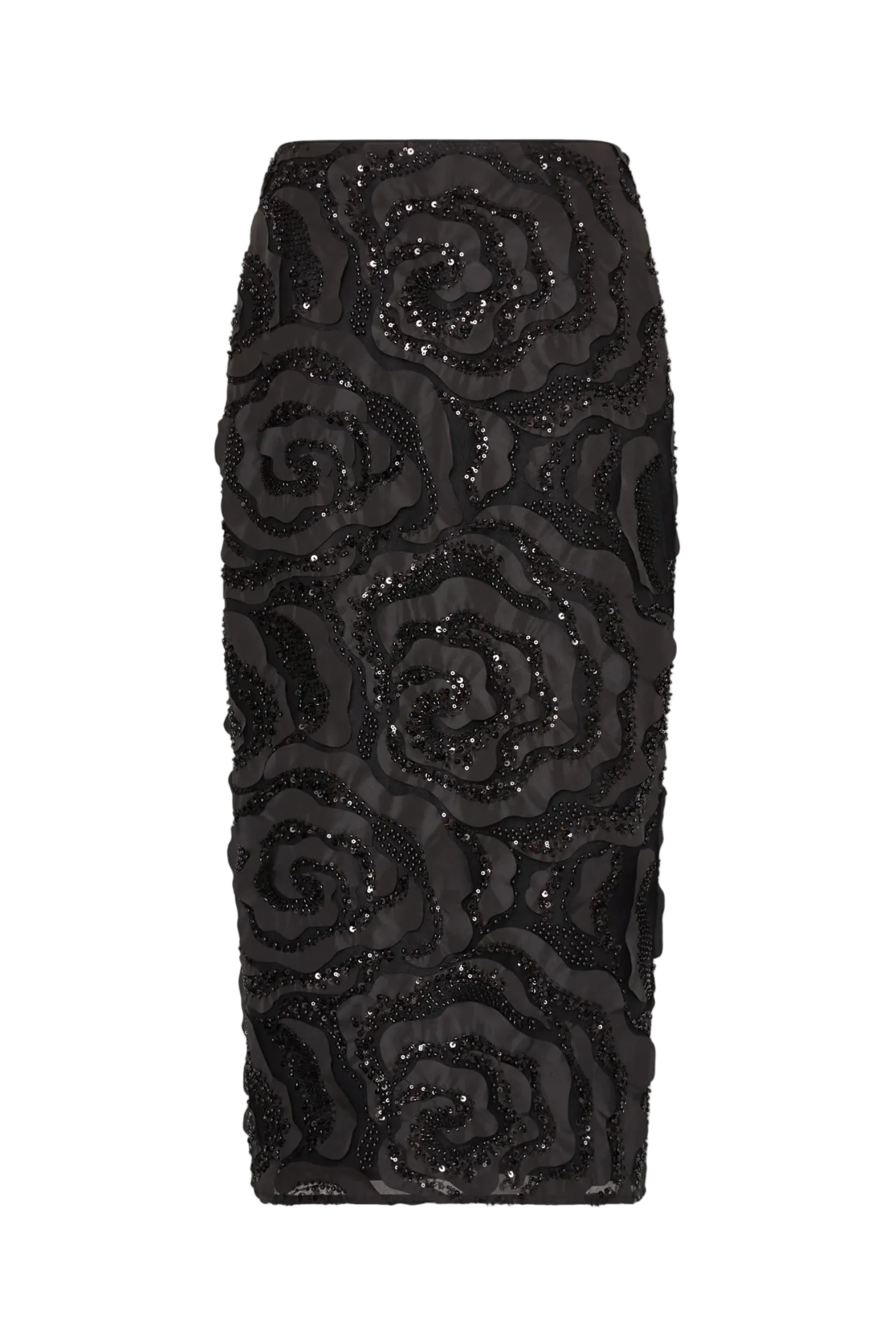 ROSEMARY BEADED ROSETTE MIDI SKIRT Sassanova