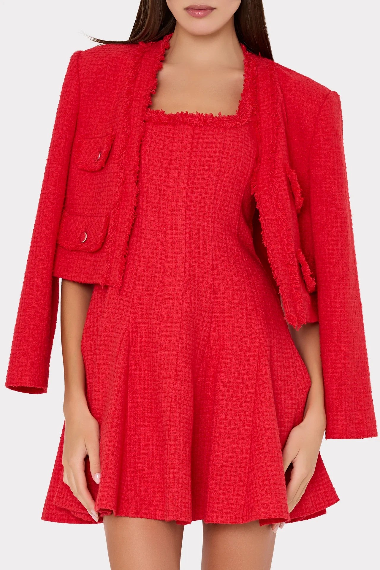 SERENA BOUCLE V NECK JACKET - Jackets - Sassanova