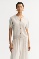 BRUSHED SHORT SLEEVE CARDIGAN - Sweaters - Sassanova