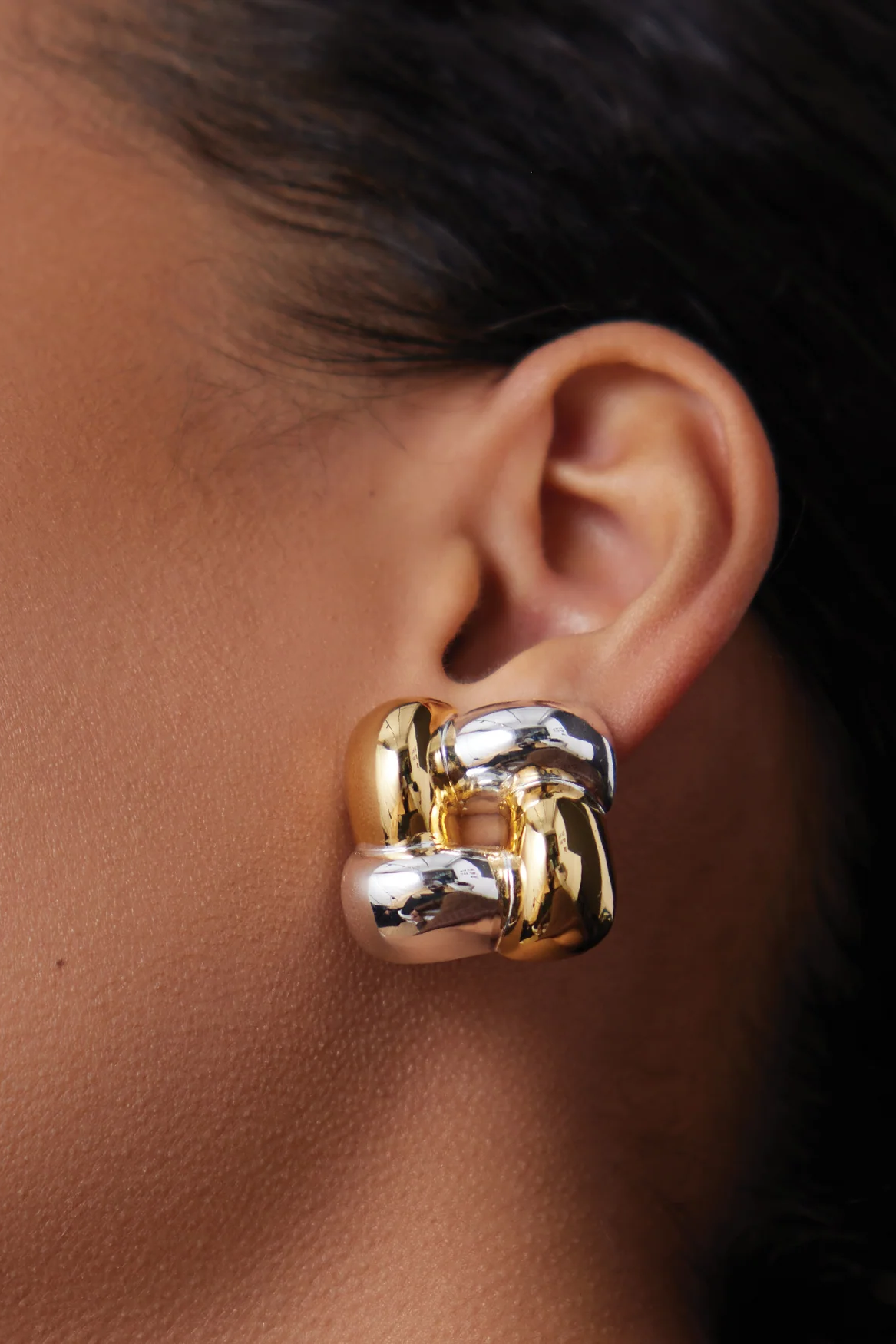 WOVEN SQUARE EARRINGS- TWO-TONE - Earrings - Sassanova