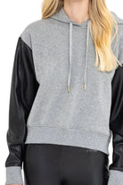 LISBET VEGAN LEATHER COMBO HOODIE-sassanova