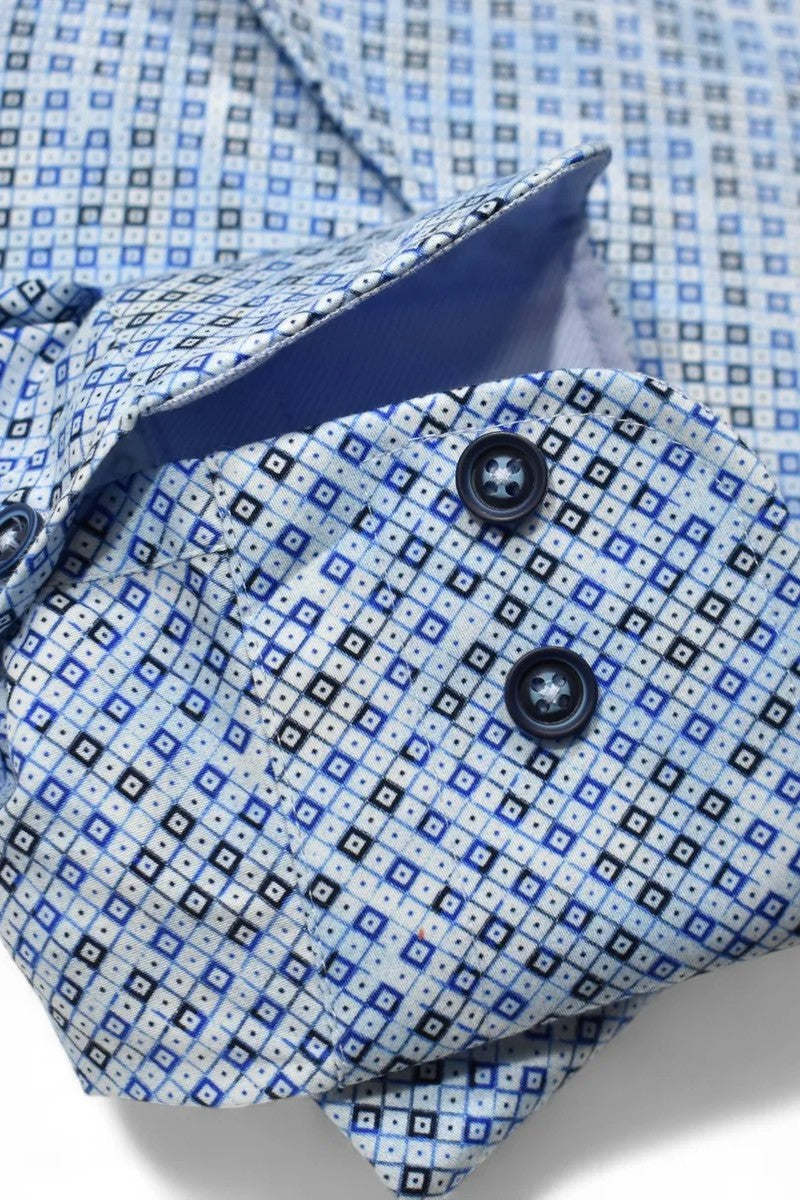 SKY SHADED DIAMOND DRESS SHIRT - Long Sleeved Dress Shirts - Novaman