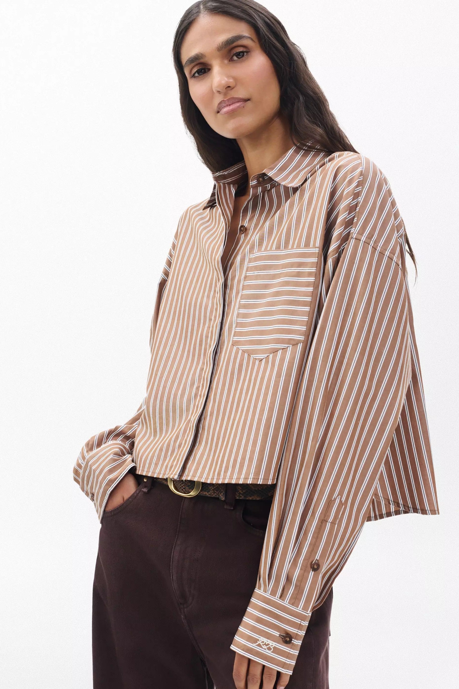 MARIN CROPPED STRIPED SHIRT - Sassanova
