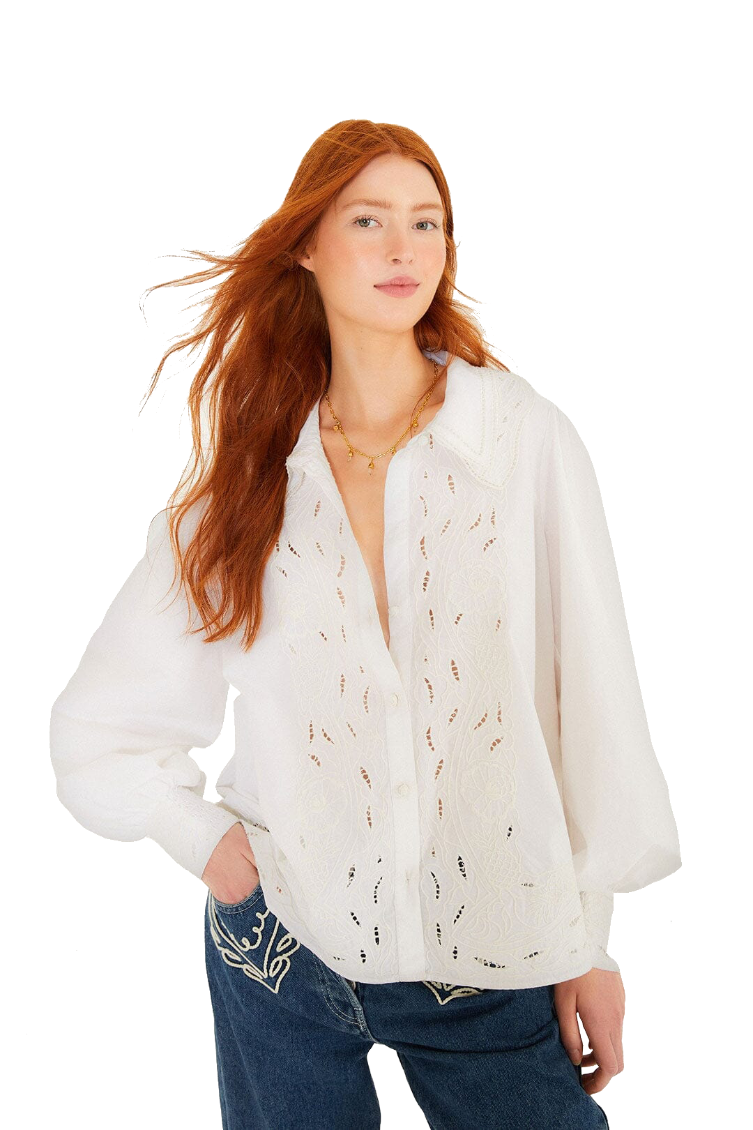 EMBROIDERED LS SHIRT - Blouses - Sassanova
