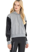 LISBET VEGAN LEATHER COMBO HOODIE-sassanova