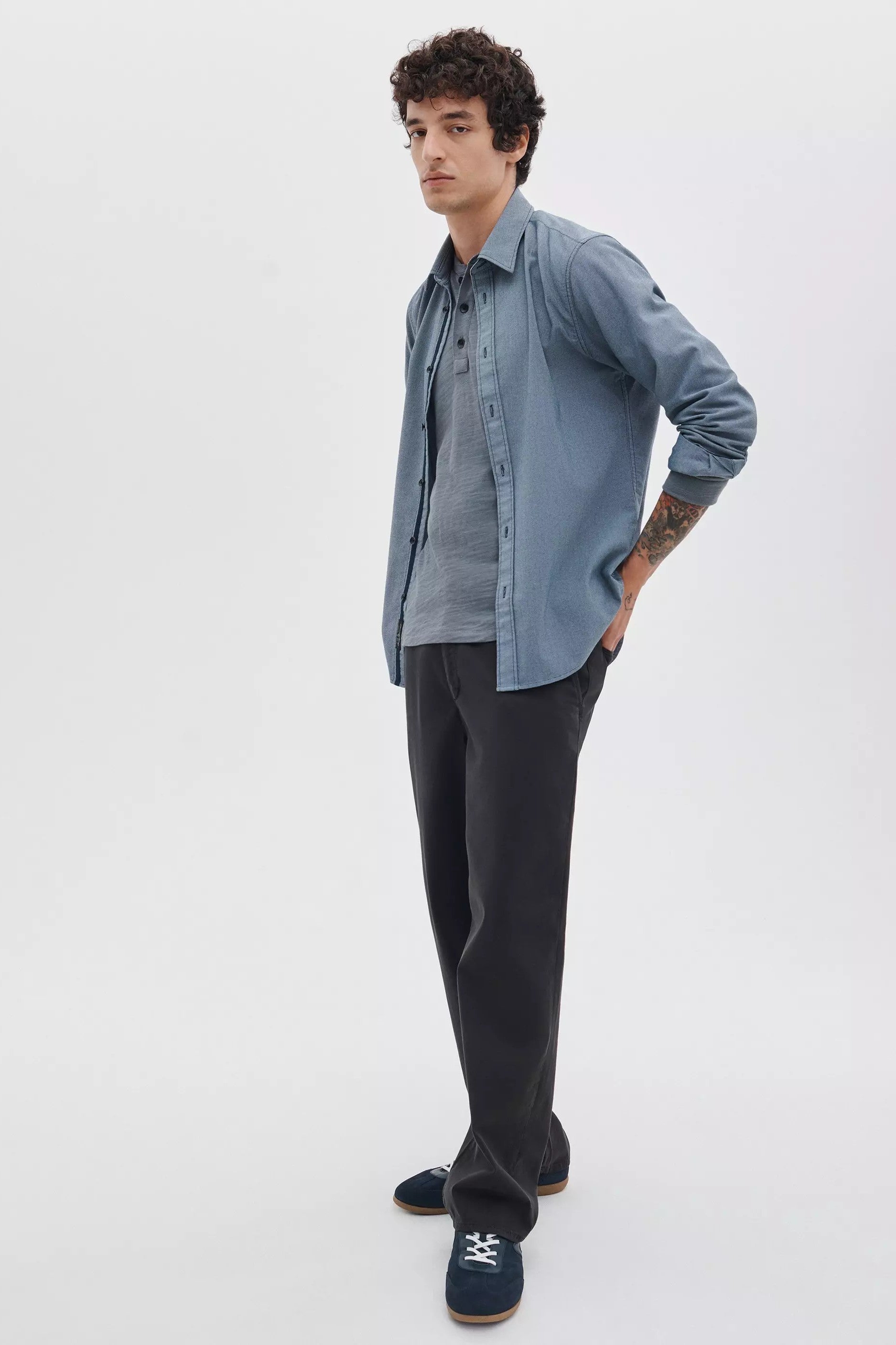 TOMLIN STRETCH DOBBY SPORT SHIRT - Long Sleeved Shirts - Novaman