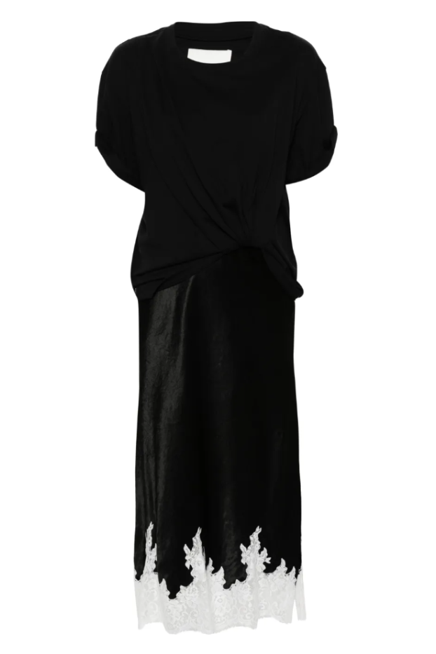 DRAPED T-SHIRT SLIP COMBO DRESS - Dresses - Sassanova