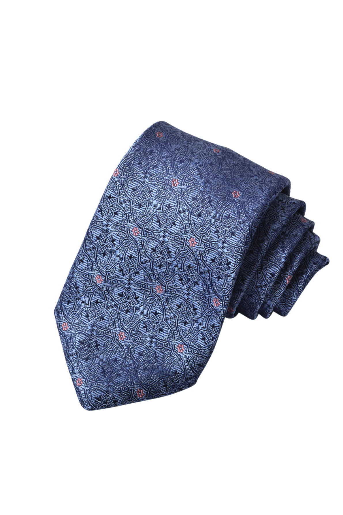 MICRO FLORETTE SILK TIE BLUE OS-novaman