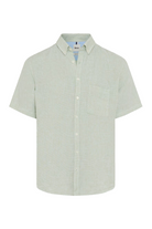 SHORT SLEEVE LINEN HOUNDSTOOTH SPORT SHIRT - Short Sleeved Shirts - Novaman