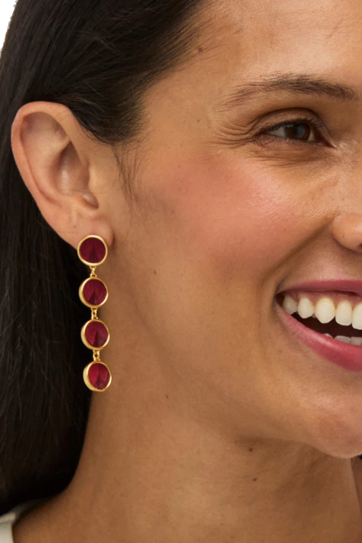 WILLOW ROUND BEZEL DROP EARRING - Sassanova