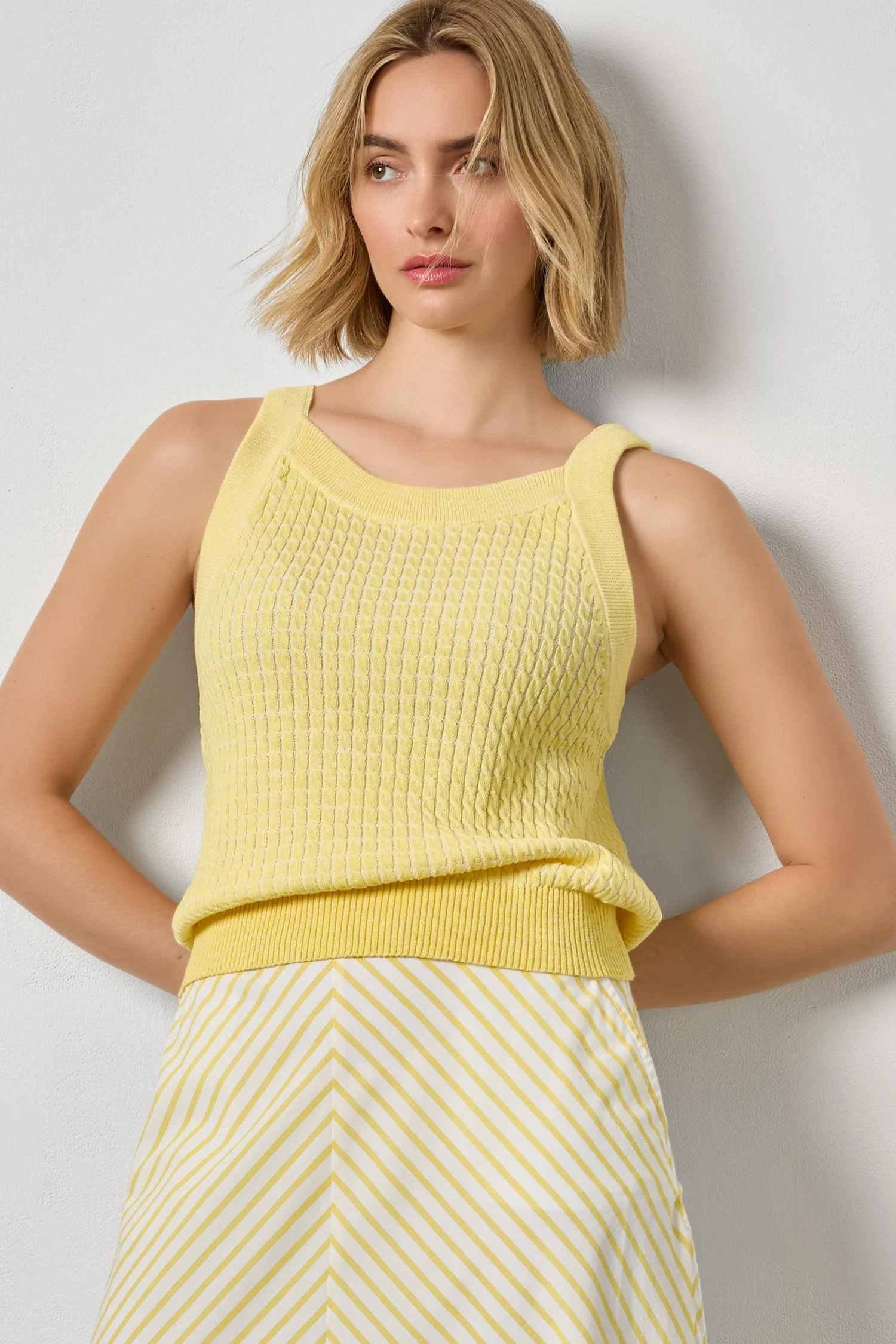 MINI CABLE KNIT TANK - Tank Tops - Sassanova