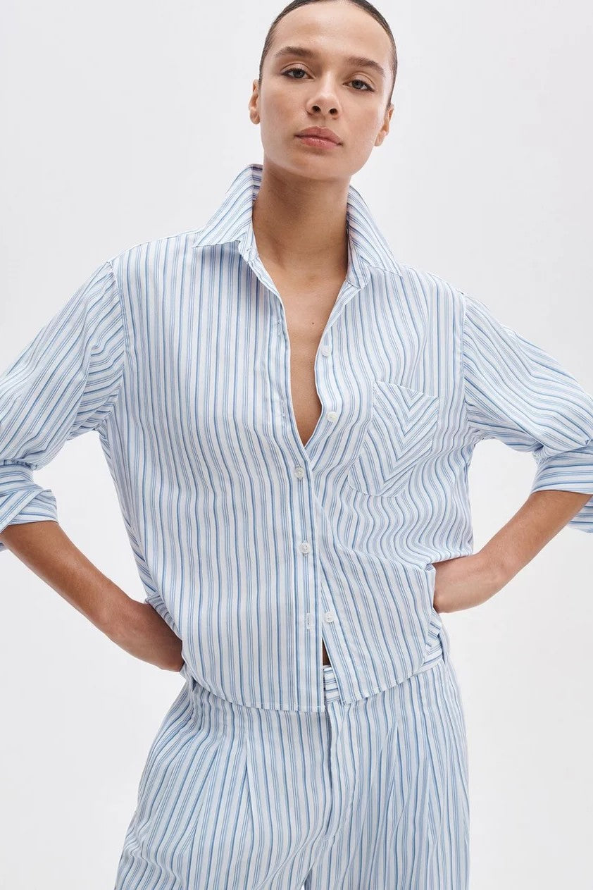 LUCIA STRIPE POPLIN SHIRT - Blouses - Sassanova