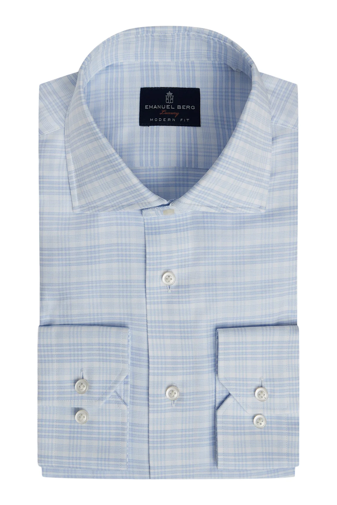 CHECKED COTTON TWILL DRESS SHIRT - Long Sleeved Shirts - Novaman