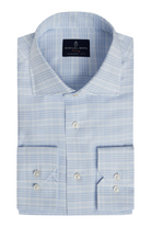 CHECKED COTTON TWILL DRESS SHIRT - Long Sleeved Shirts - Novaman
