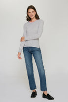 RIB CREW W/ BLANKET STITCH NECKLINE - Sweaters - Sassanova
