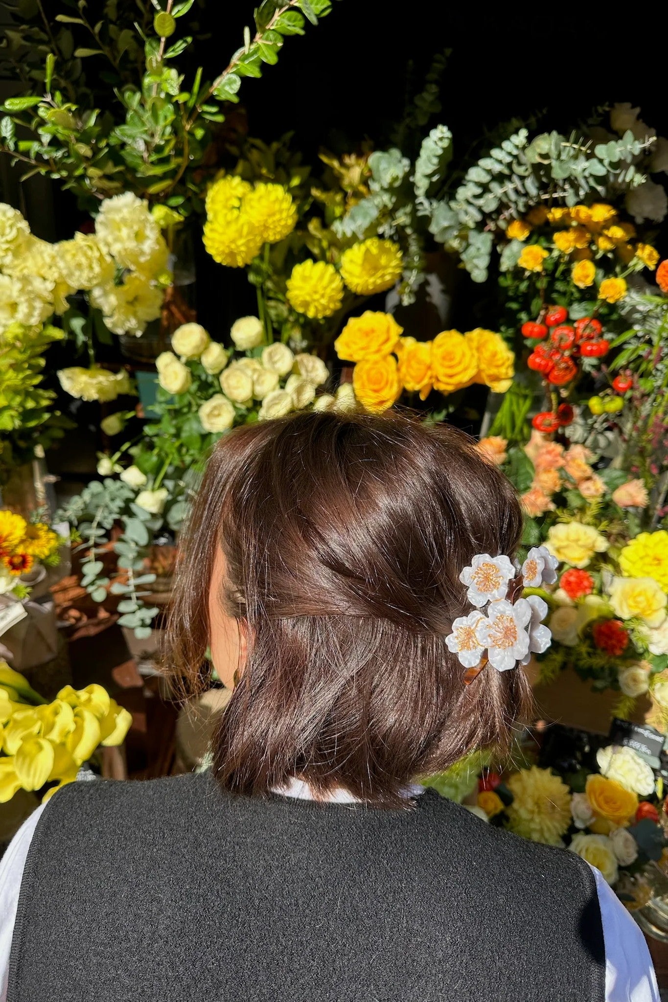 HAND PAINTED SNOW CHERRY BLOSSOM HAIR CLIP - sassanova