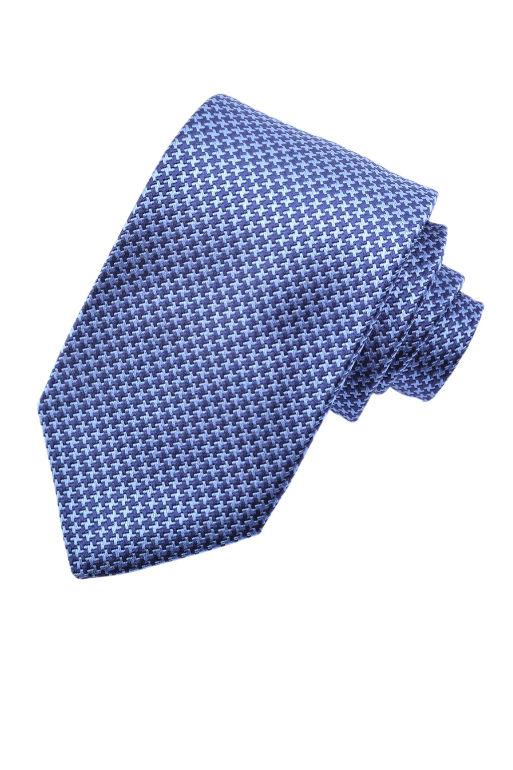 SILK WOVEN JACQUARD HOUNDSTOOTH SKY - novaman