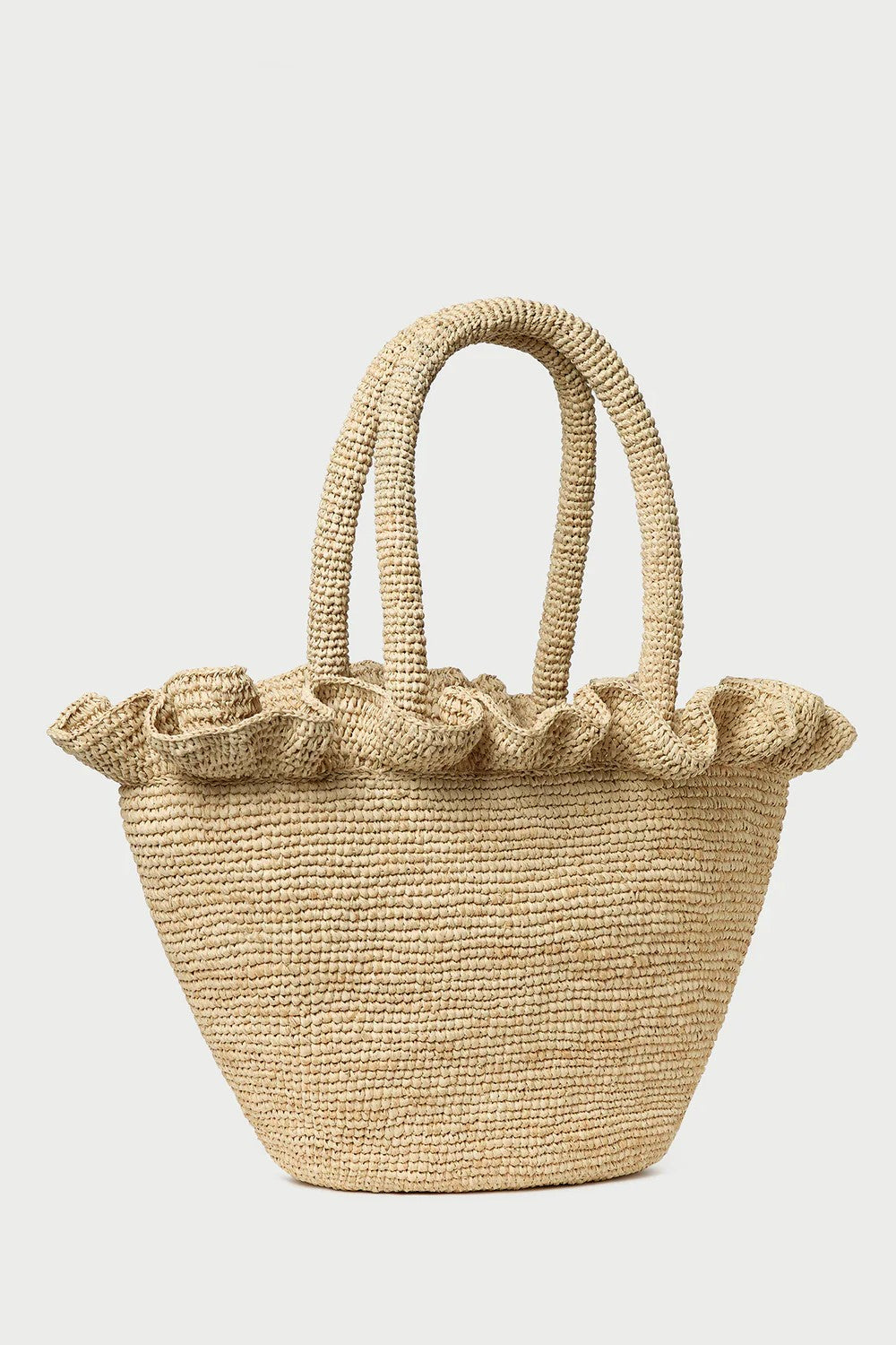 CYRUS RAFFIA WOVEN TOTE WITH RUFFLE - Handbags - Sassanova
