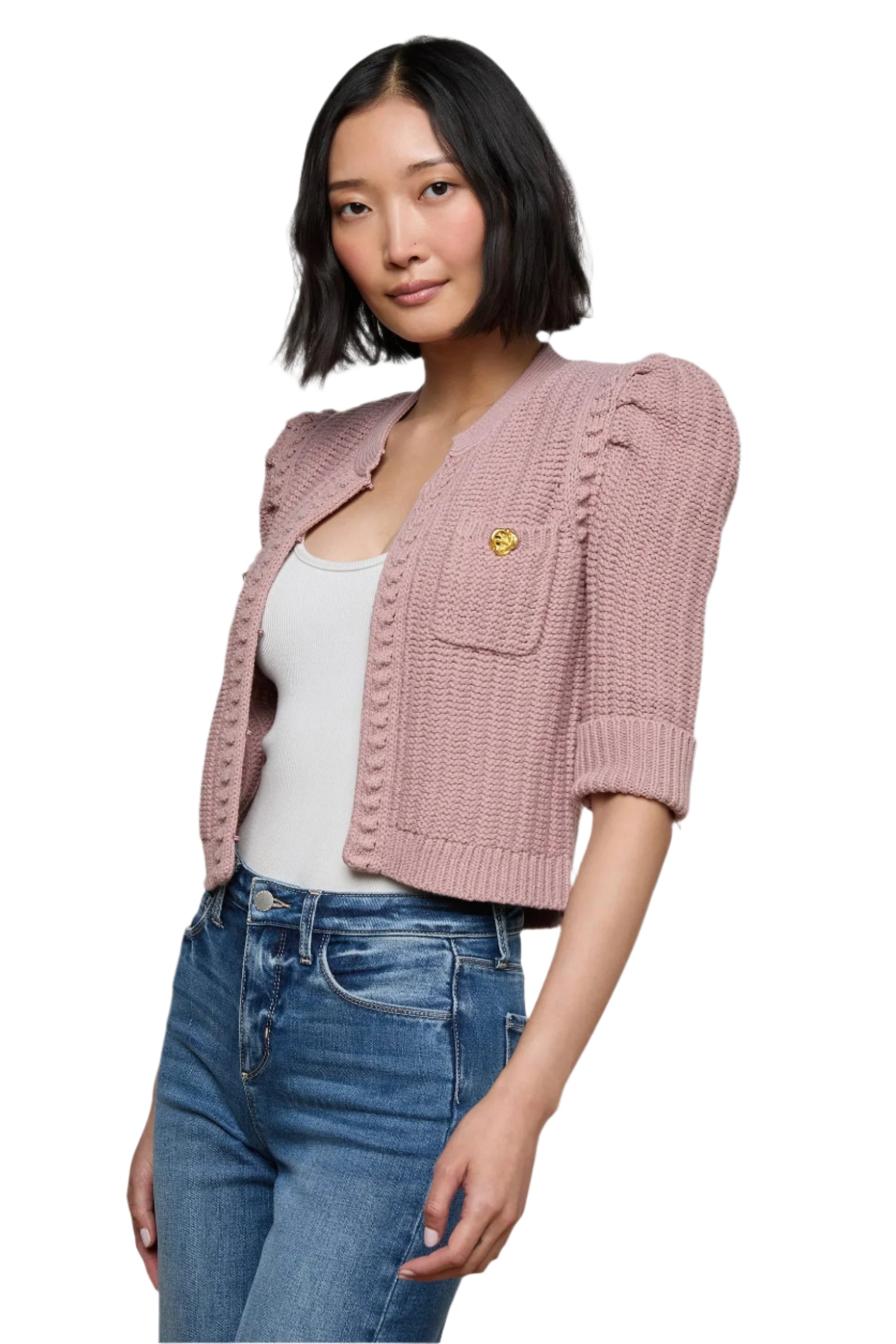 DELILAH CROP TEXTURED CARDI
sassanova