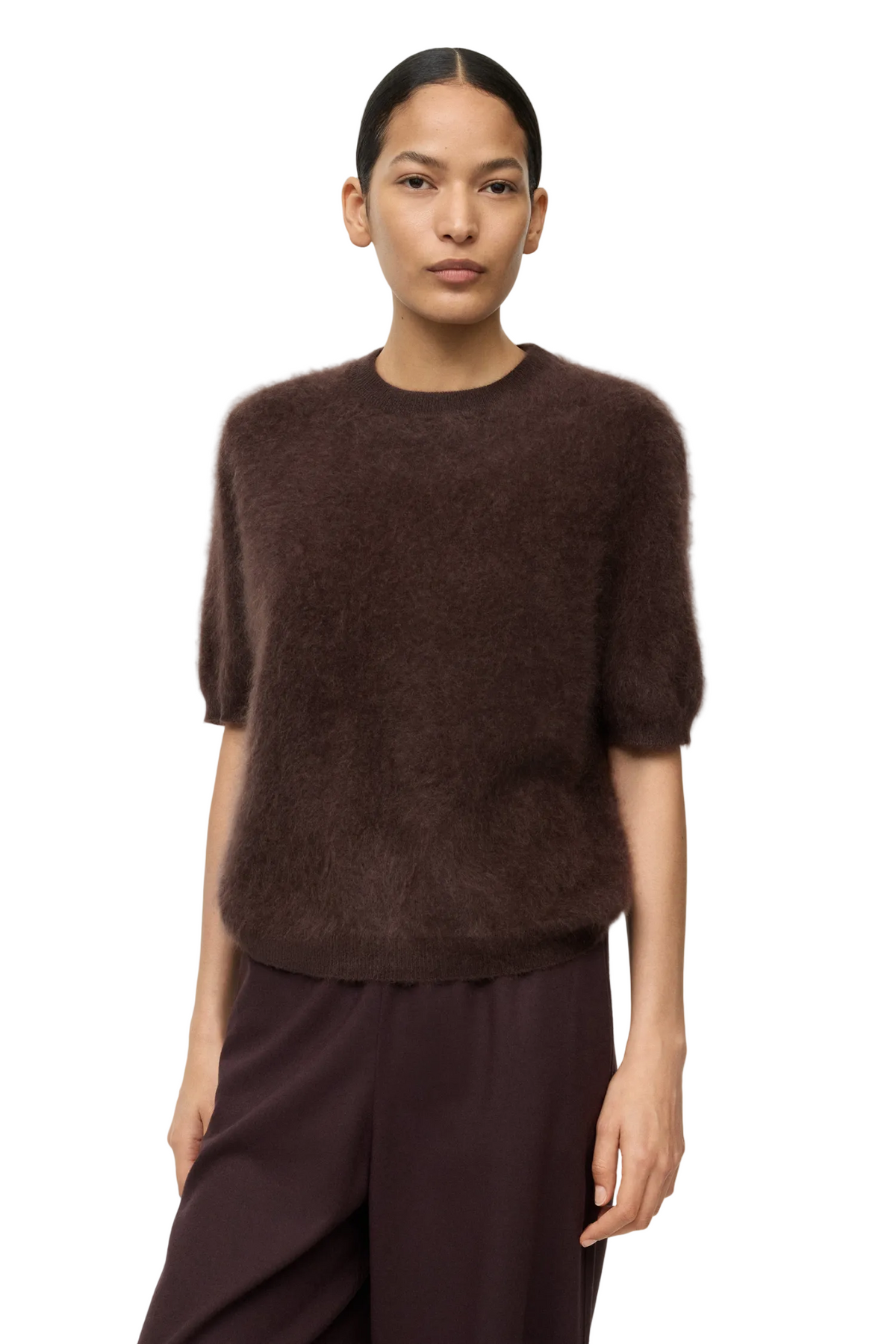 BRUSHED SHORT SLEEVE SWEATER Sassanova
