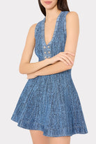 SHELBY PINSTRIPE KNIT FLARE DRESS - Dresses - Sassanova