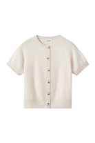 BRUSHED SHORT SLEEVE CARDIGAN - Sweaters - Sassanova