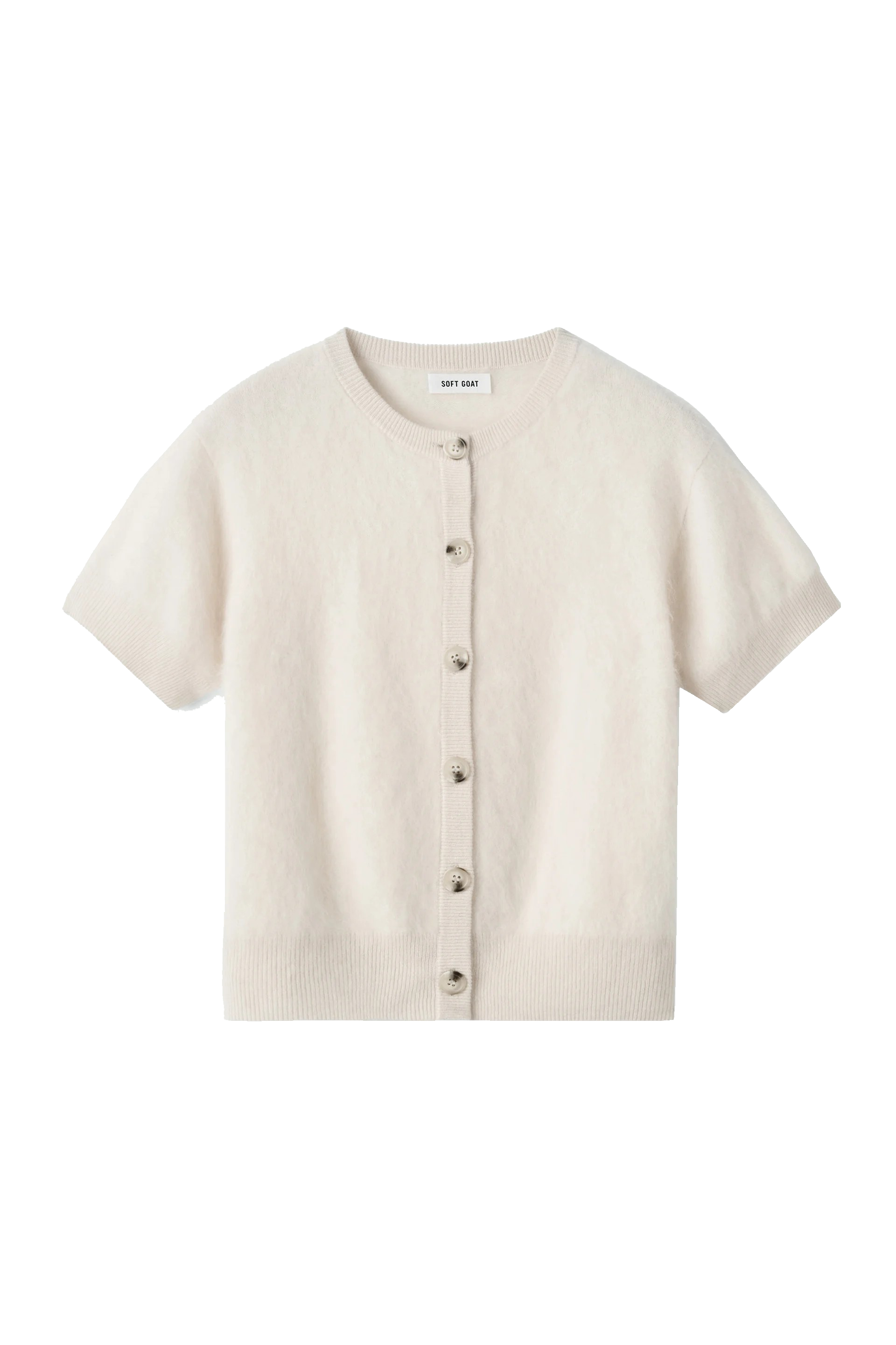 BRUSHED SHORT SLEEVE CARDIGAN - Sweaters - Sassanova