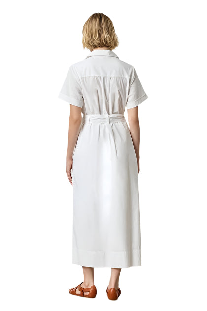 EYELET TRIM MAXI SHIRT DRESS (PA2918)-Sassanova