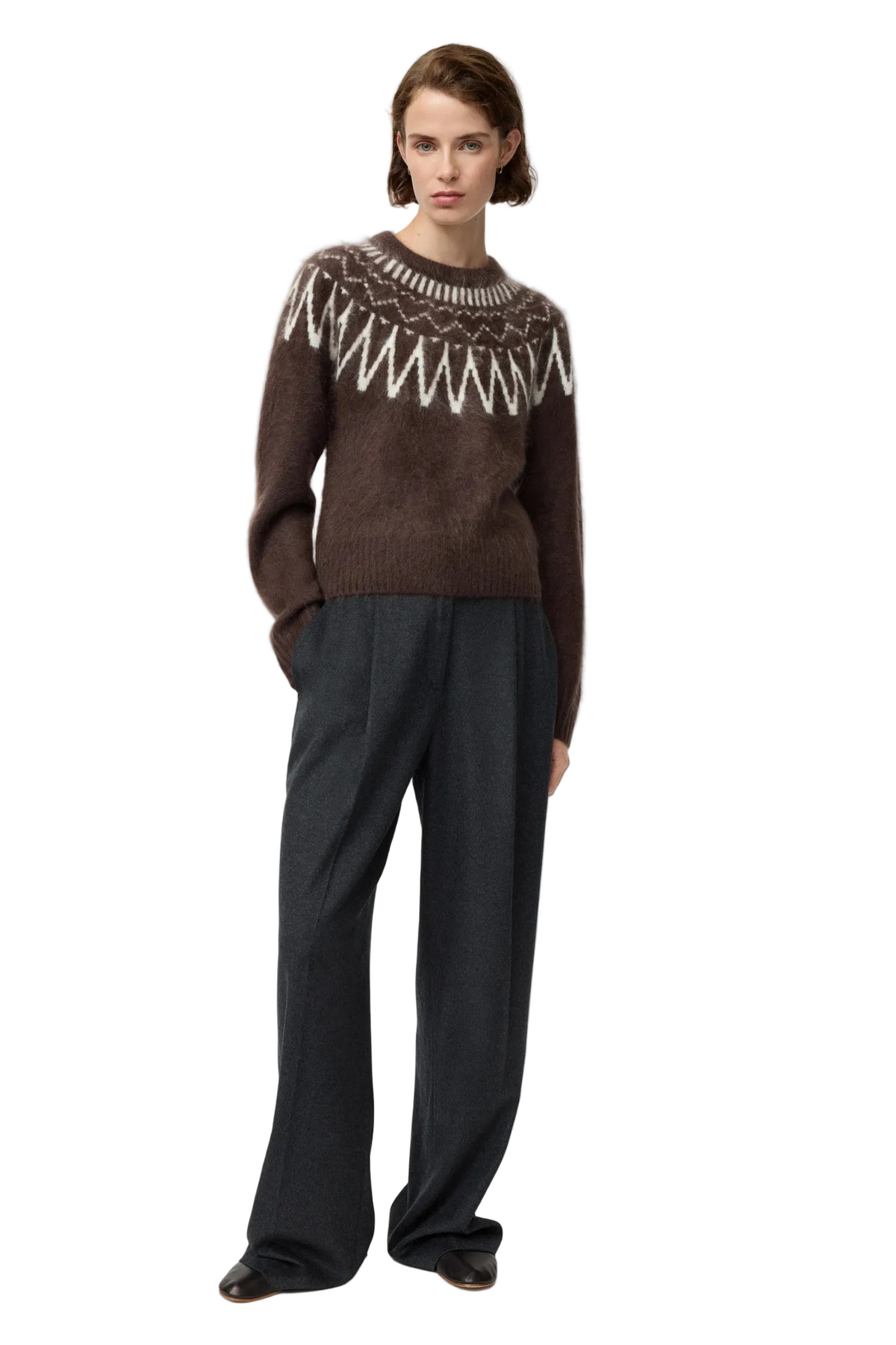 BRUSHED FAIR ISLE CREWNECK Sassanova