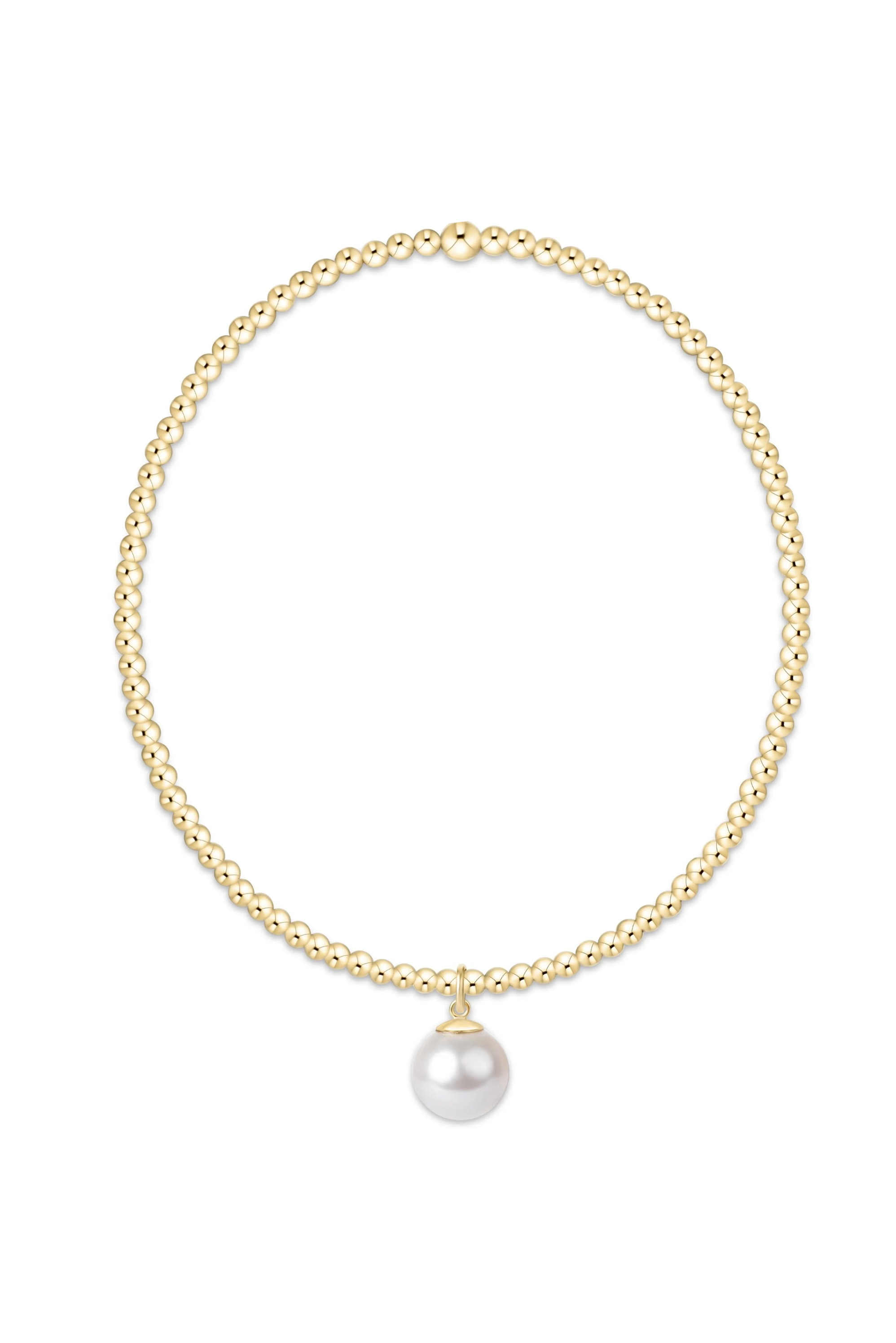 CLASSIC 2MM BEAD BRACELET- 8MM PEARL CHARM - Bracelets - Sassanova