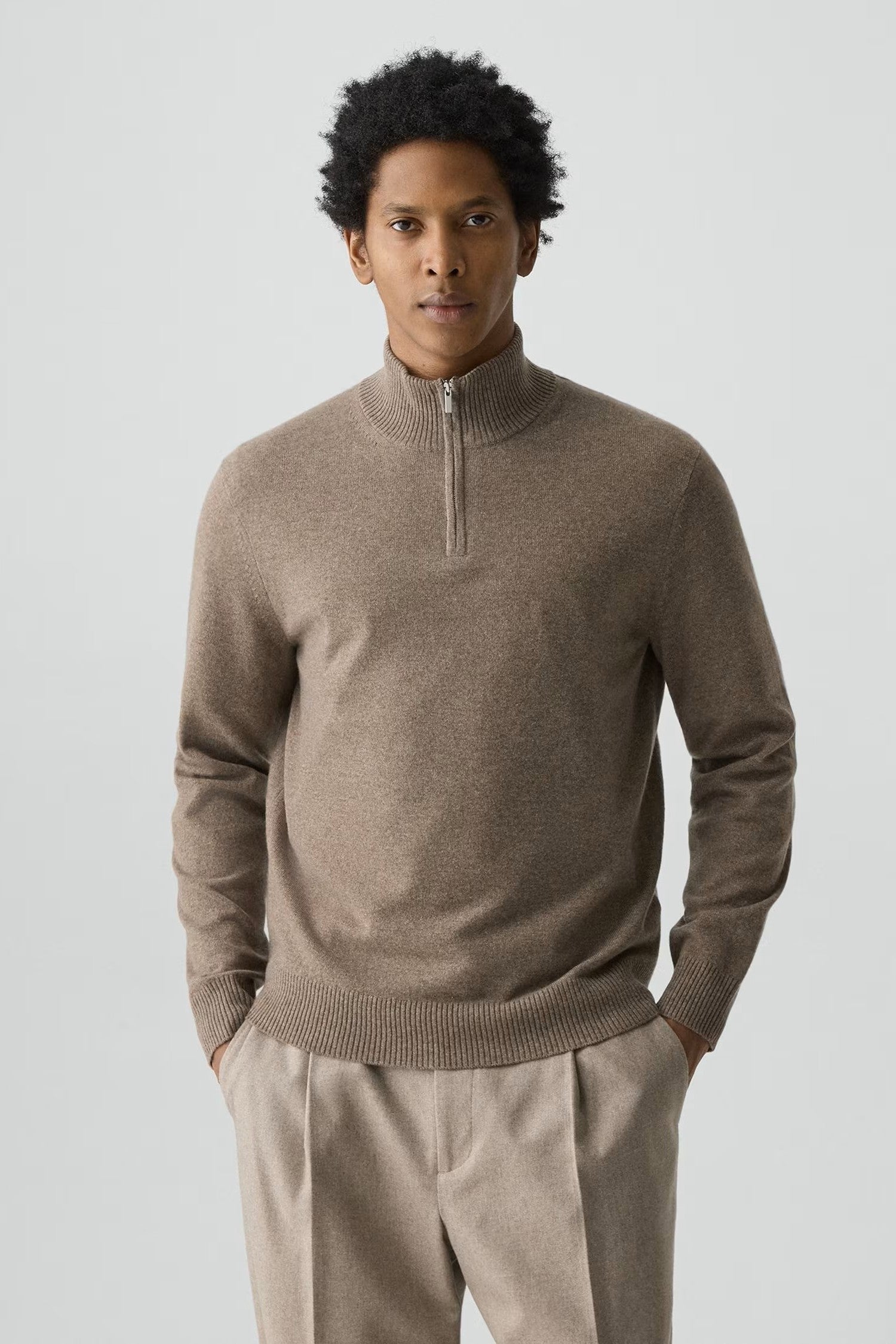 HILLES 1/4 ZIP CASHMERE SWEATER-novaman
