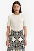 ELBOW SLEEVE KNIT CREWNECK - T-shirts - Sassanova