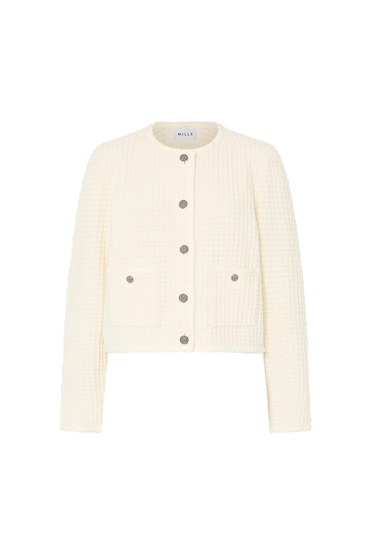 SADE TEXTURED CREW NECK CARDIGAN JACKET - Jackets - Sassanova