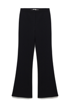 flat lay of black flared long trousers-sassanova