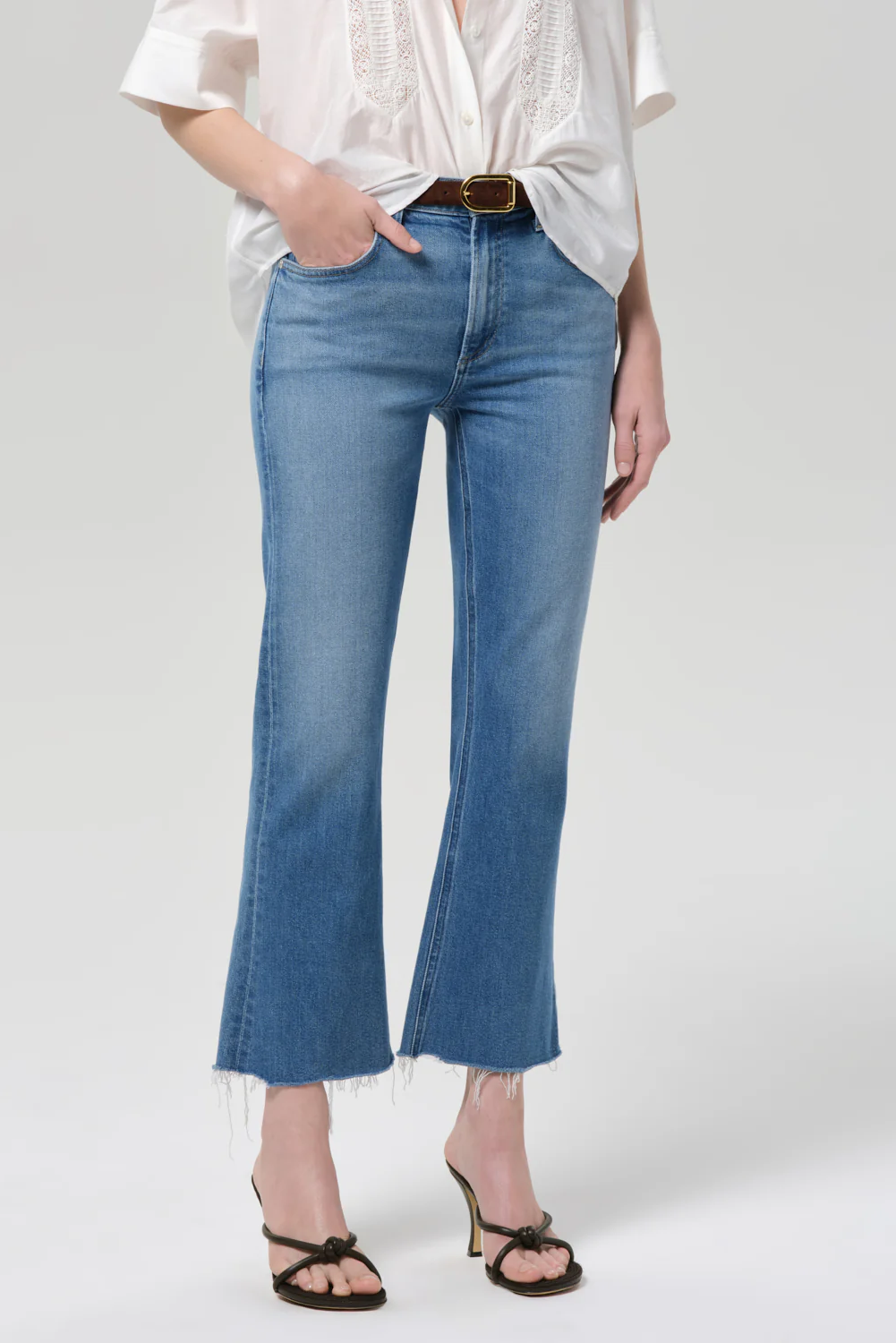 GOLDIE KICK FLARE RAW HEM JEAN - Jeans - Sassanova