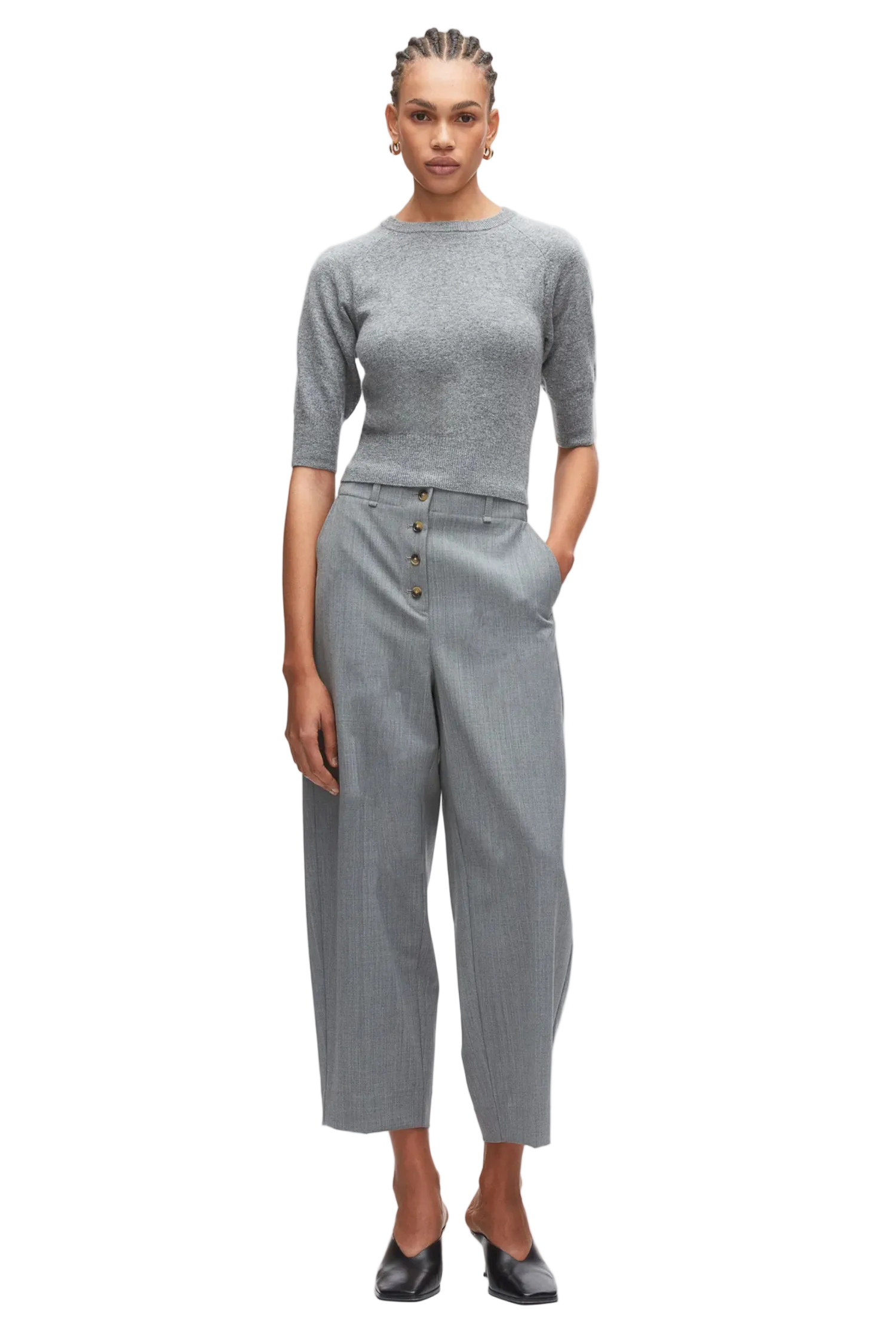 WOOL CASHMERE 3/4 SLEEVE KNIT TEE Sassanova