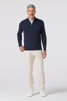 long sleeved navy quarter zip sweater-novaman